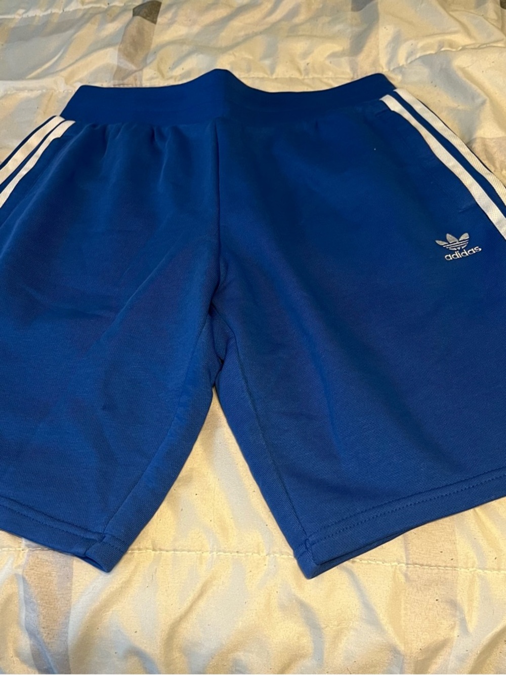 adidas Royal Blue Athletic Shorts with White Stripes boys xl